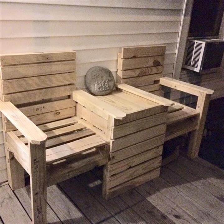 Wood Pallet Outdoor Bench - Double Chair