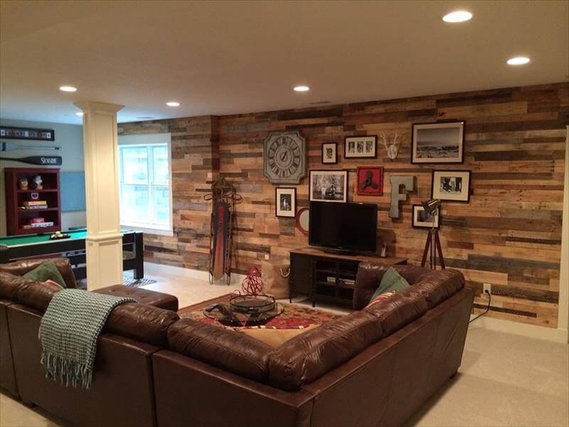 recycled pallet interior living room wall remodeling