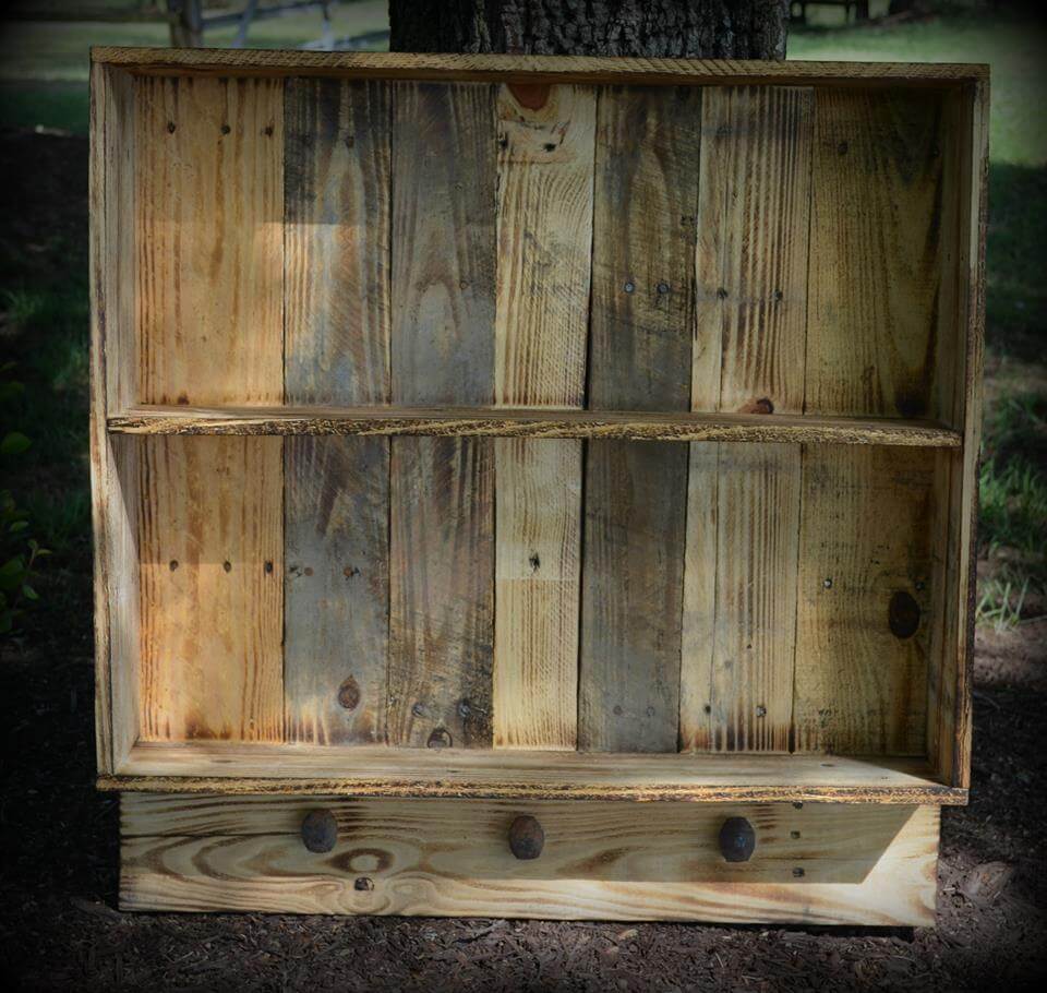 wood pallet wall shelf with knobs pallets wood reception desk
