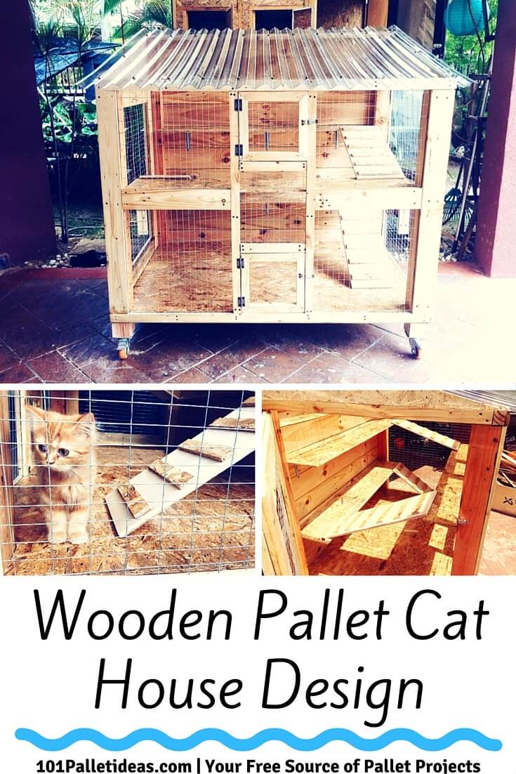 Wooden Pallet Cat House Design - 101 Pallet Ideas