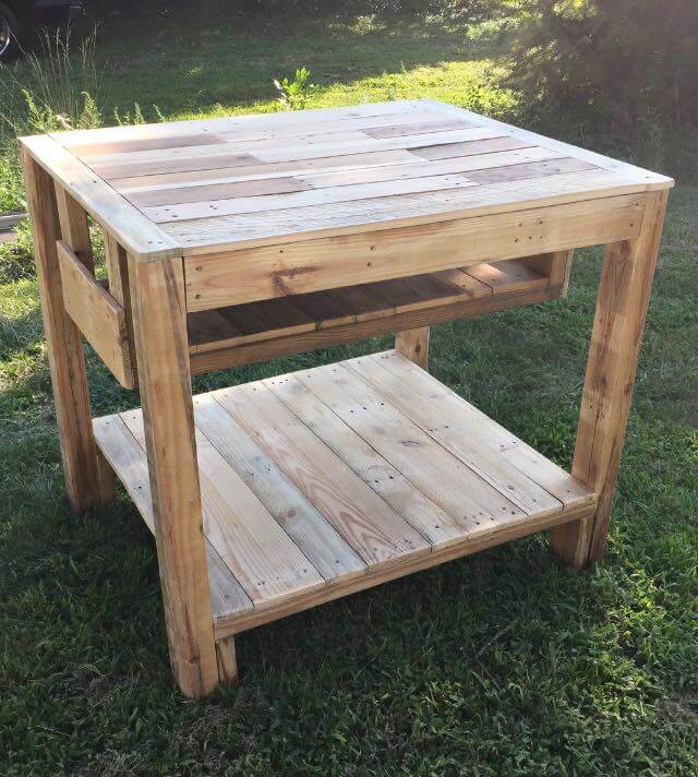 Reclaimed Pallet Kitchen Island Table