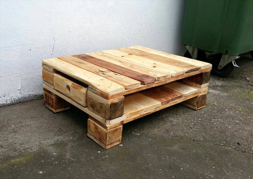 Pallet White Coffee Table with Storage