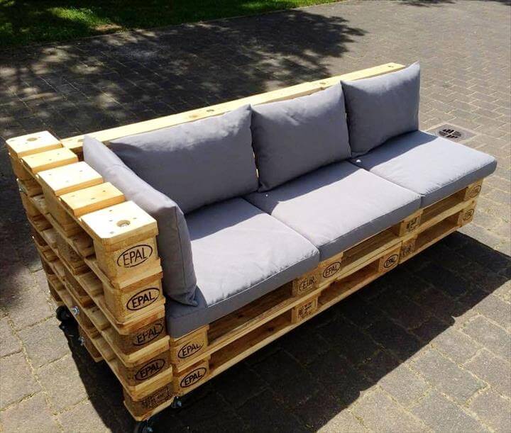 reclaimed Euro pallet cushioned 3 seater