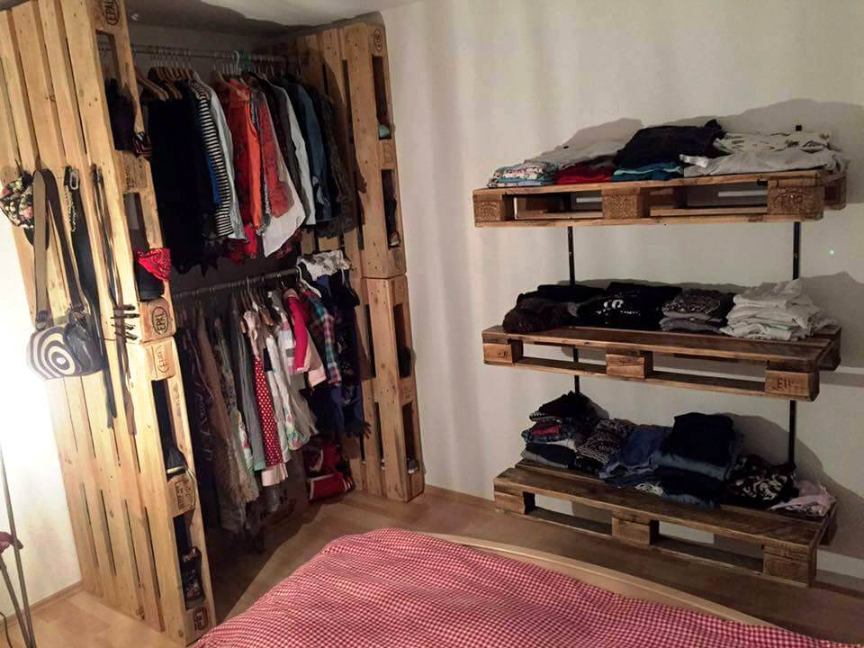 amazing pallet closet or wardrobe